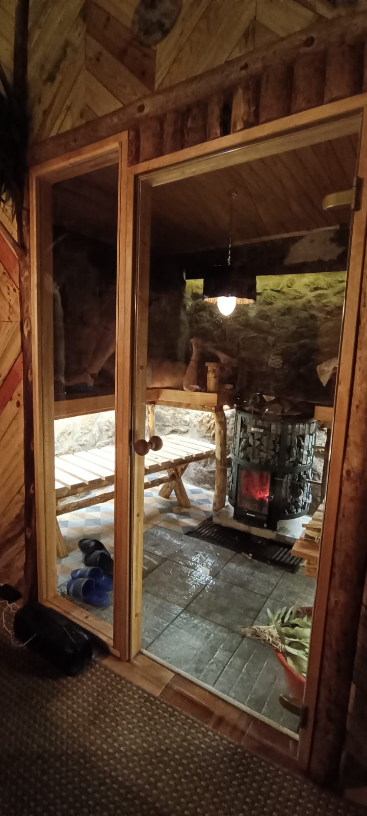 Sauna ceremony with steam and ritual
